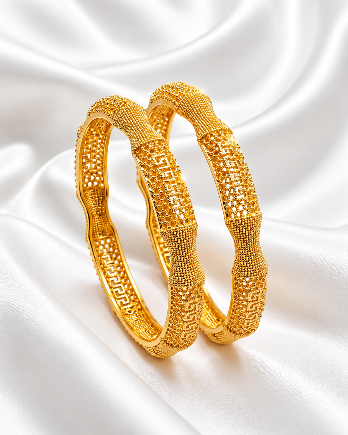 Luxury Gold-Tone Textured Bangle Set for Women