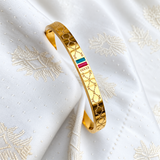 Luxury Gold-Tone Designer Cuff Bracelet  – Elegant Engraved Open Bangle Jewelry
