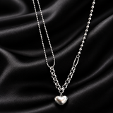 Silver-Tone Layered Heart Pendant Necklace for Women
