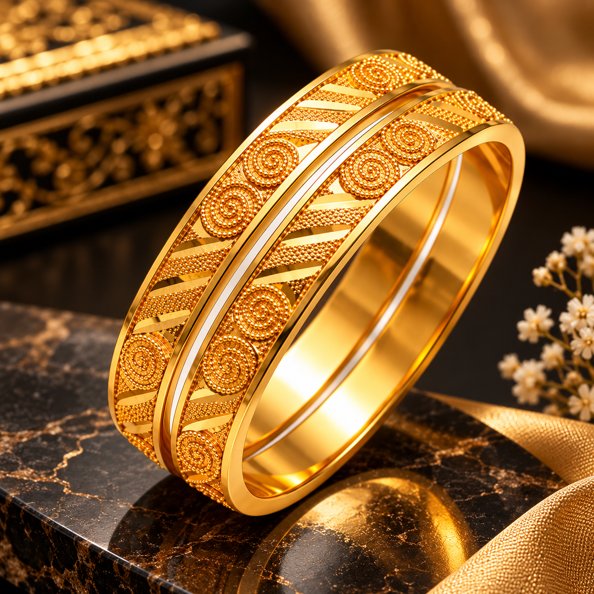 Luxury Gold-Tone Spiral & Geometric Bangle Set for Women