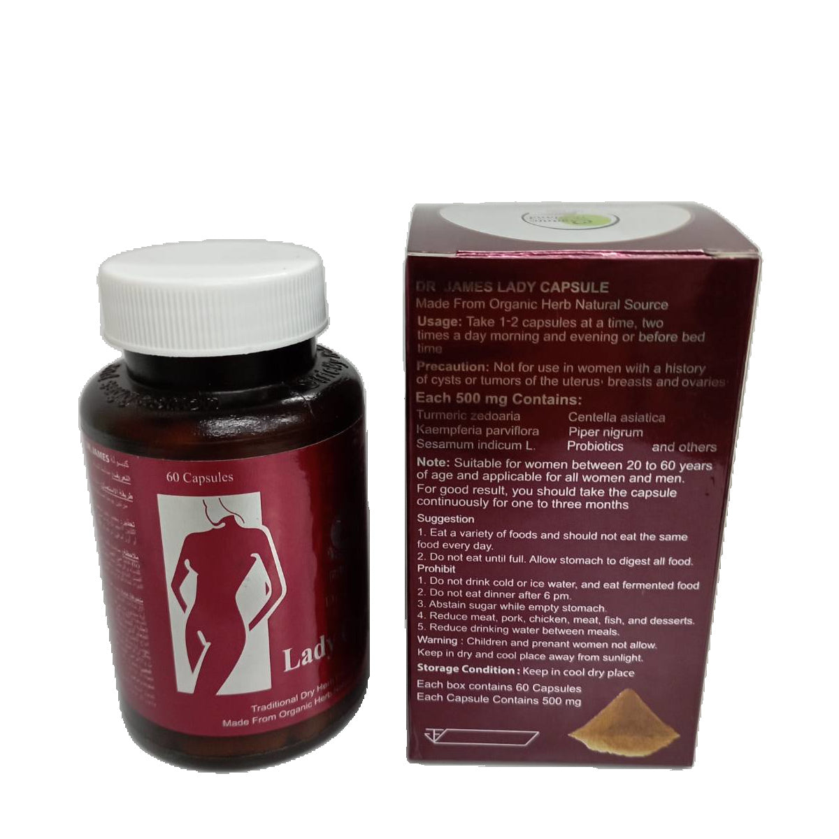 Dr. James Lady Capsules Skin White & Beauty Face 500 MG (60 Capsules)