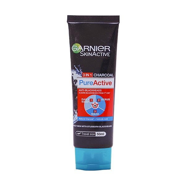 Garnier 3 in1 Pure Active Charcoal Face Wash Mask Scrub