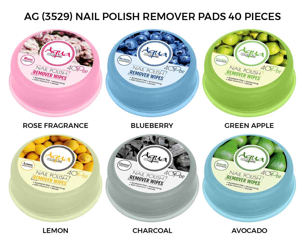 Aqua Color Line Nail Polish Remover Pads 40 Pieces