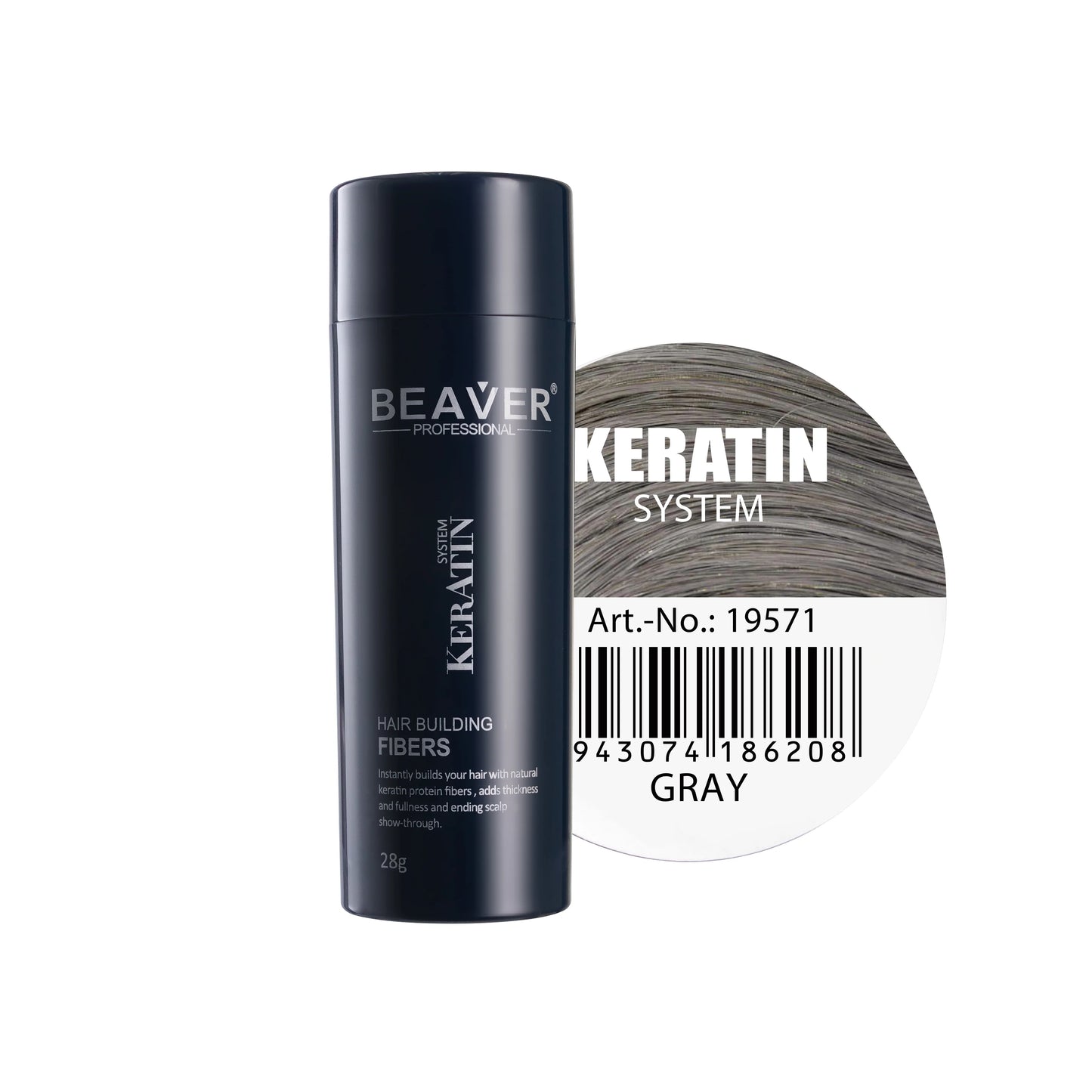 Beaver Professional Hair Building Fiber Grey