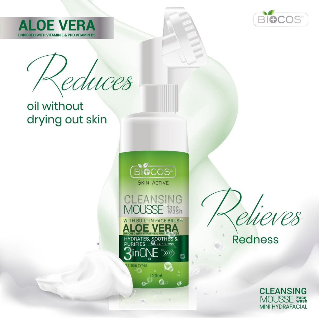 Biocos Cleansing Mousse Face Wash Aloe Vera 120 ML