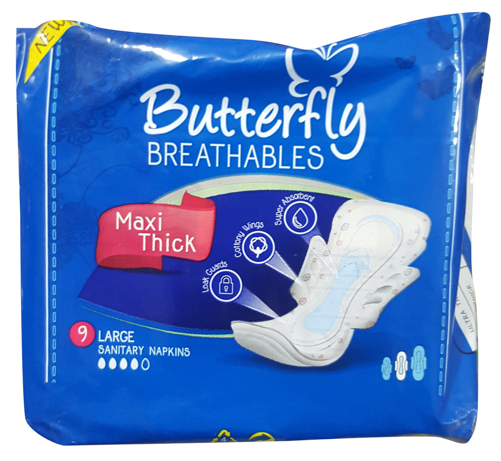 Butterfly Maxi Thick 9 Large Sanitary Napkins