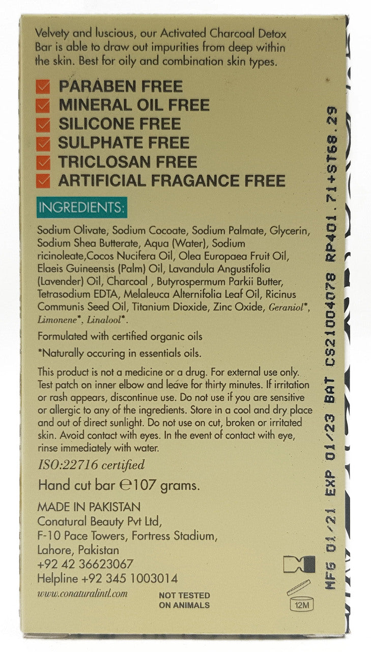 CoNatural Activated Charcoal Detox Bar 107 GM