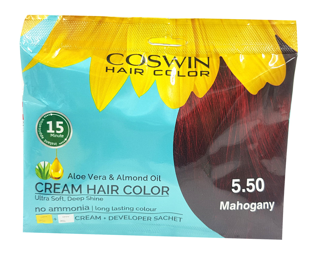 Coswin Aloe Vera & Almond Oil Cream Hair Color - 5.50 Mahogany