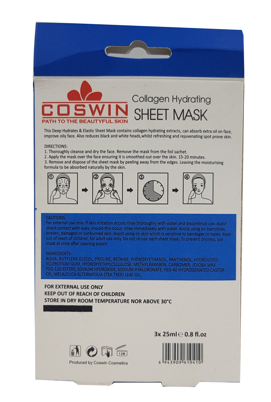 Coswin Collagen Hydrating Sheet Mask (3 Sachets) 3 x 25ml