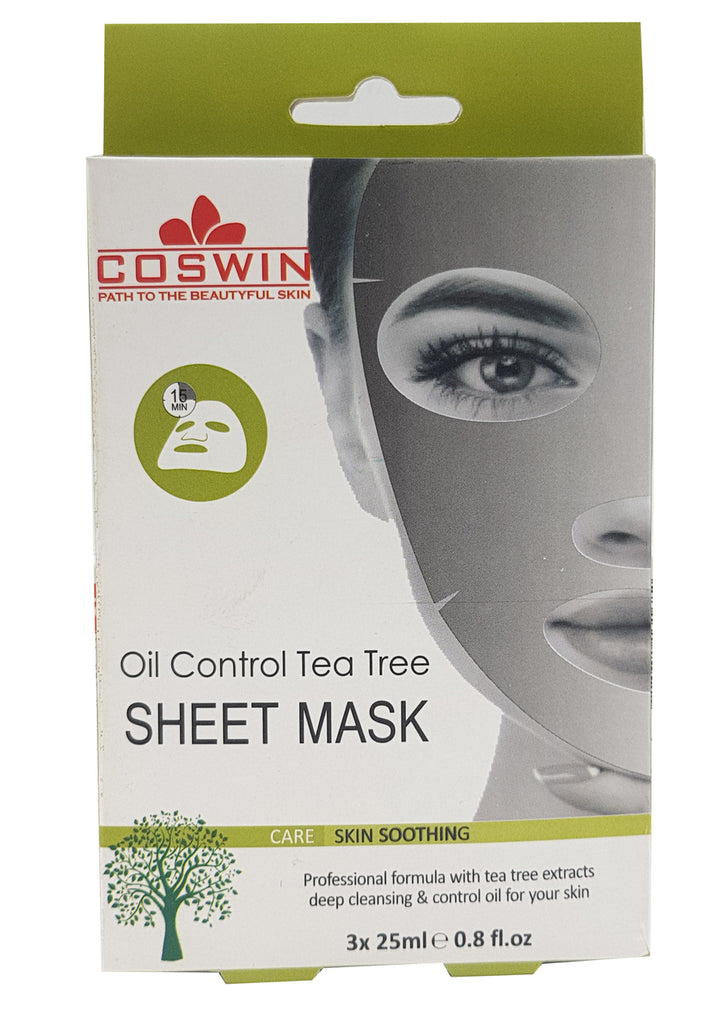 Coswin Oil Control Tea Tree Sheet Mask (3 Sachets) 3 x 25 ML