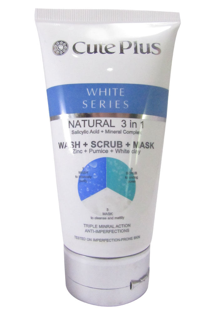 Cute Plus White Series Natural 3 in 1 Wash + Scrub + Mask 150 ML