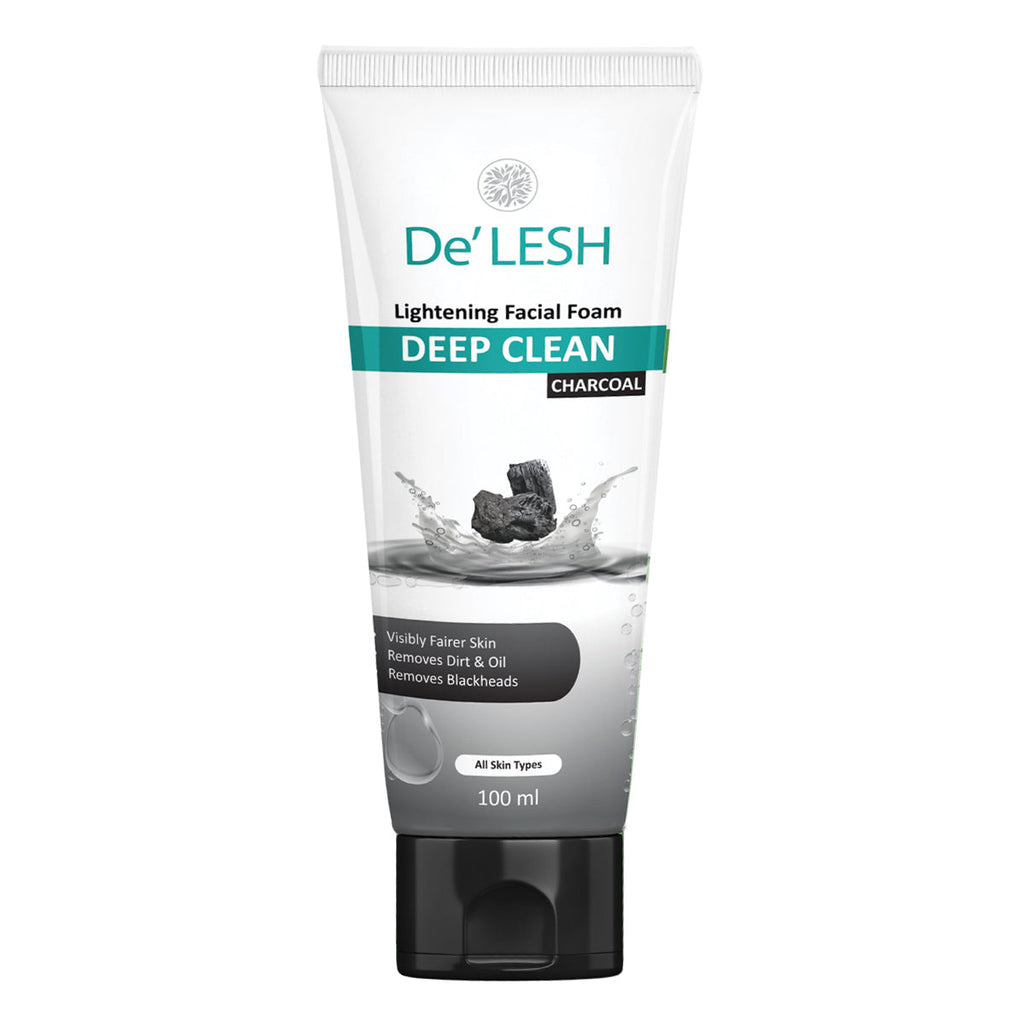 De'Lesh Lightening Facial Foam Deep Clean Charcoal 100 ML