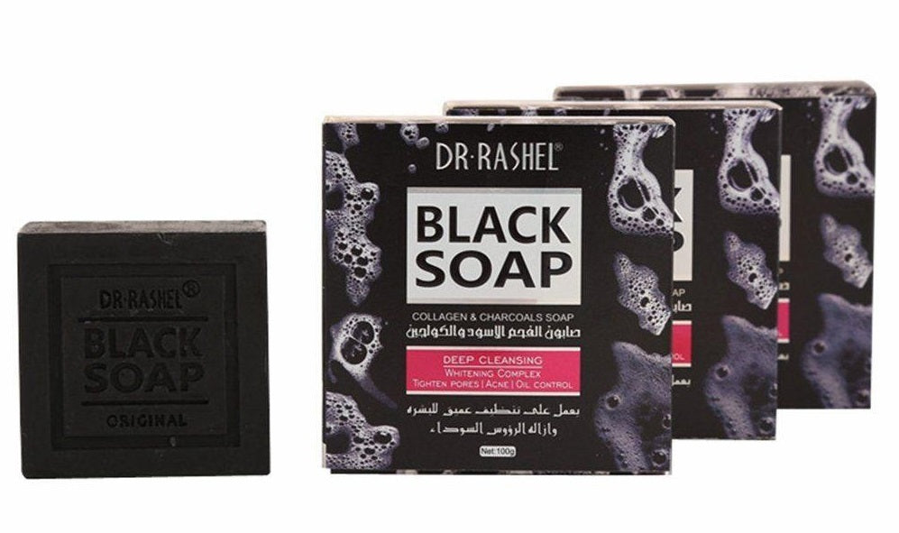 Dr. Rashel Black Soap Collagen & Charcoal 100 GM