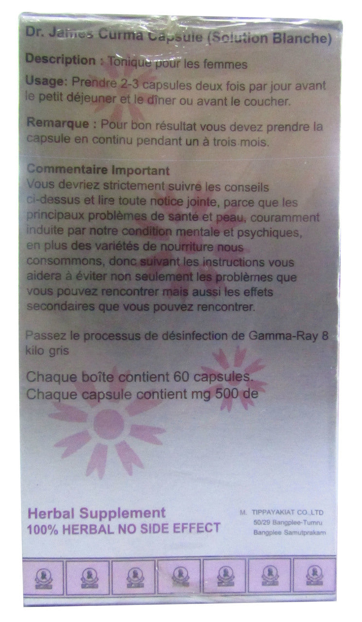 Dr. James Herbal Supplement White Solution Curma 500 MG (60 Capsules)