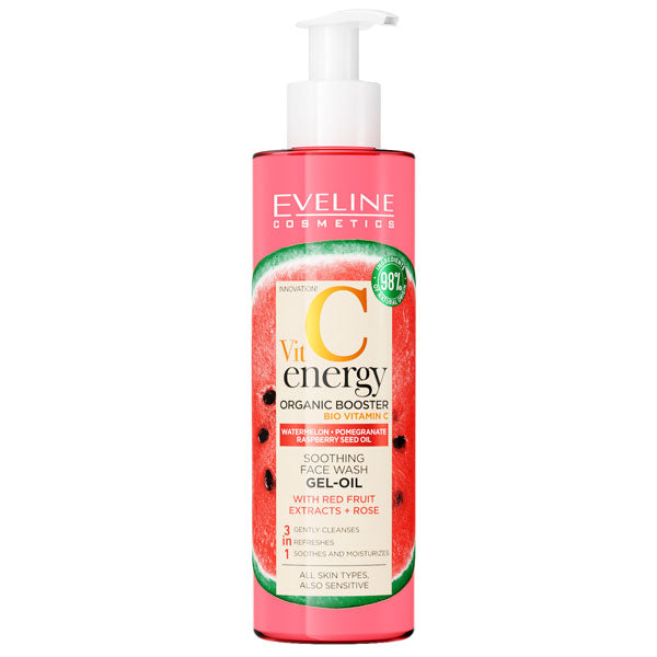 Eveline Vit C Energy Organic Booster Soothing Face Wash Gel Oil with Red Fruit Extracts 200 ML