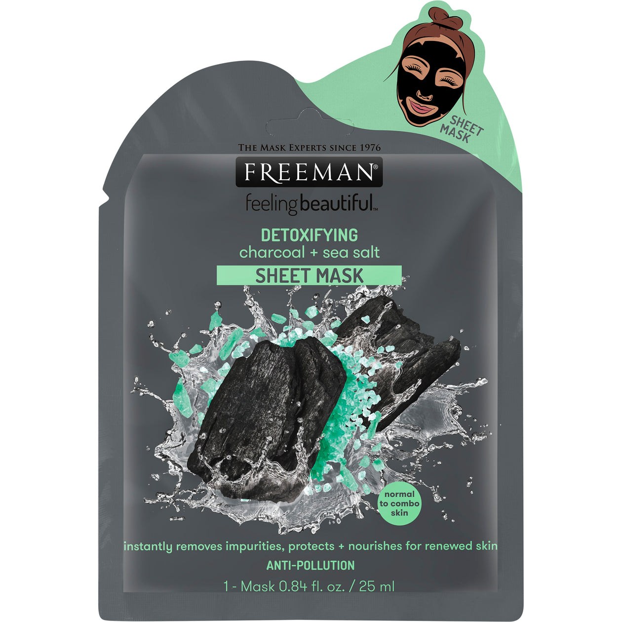 Freeman Detoxifying Charcoal + Sea Salt Sheet Mask 25 ML – Rozzana.pk