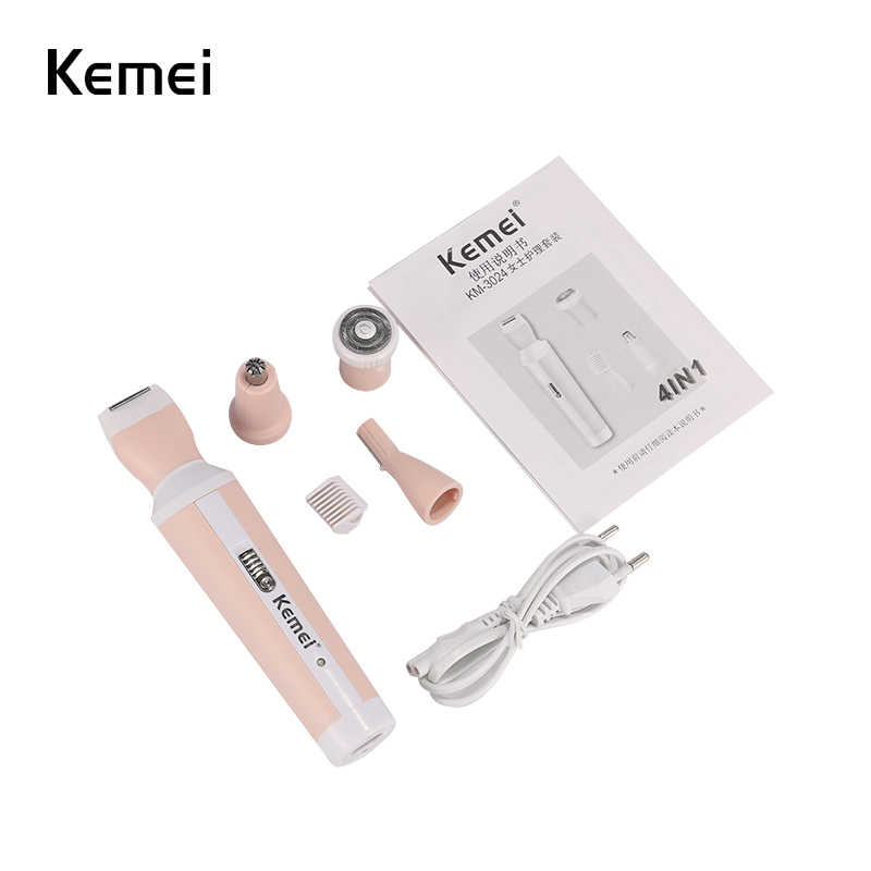 Kemei Women's Trimmer for Face, Nose, Eyebrow, Body 4 in 1 Shaver Suite KM-3024