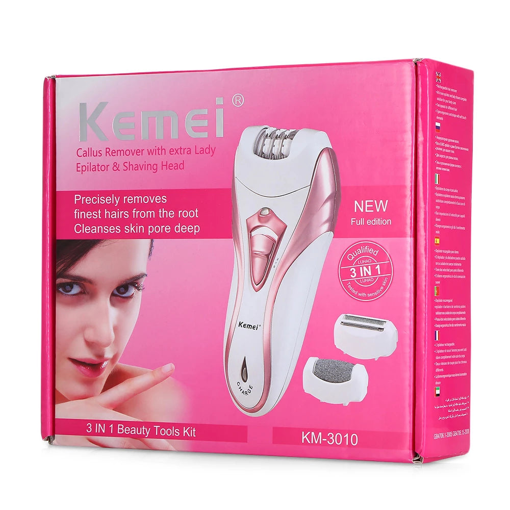 Kemei 3 In 1 Electric Epilator Shaver Callus Remover KM-3010