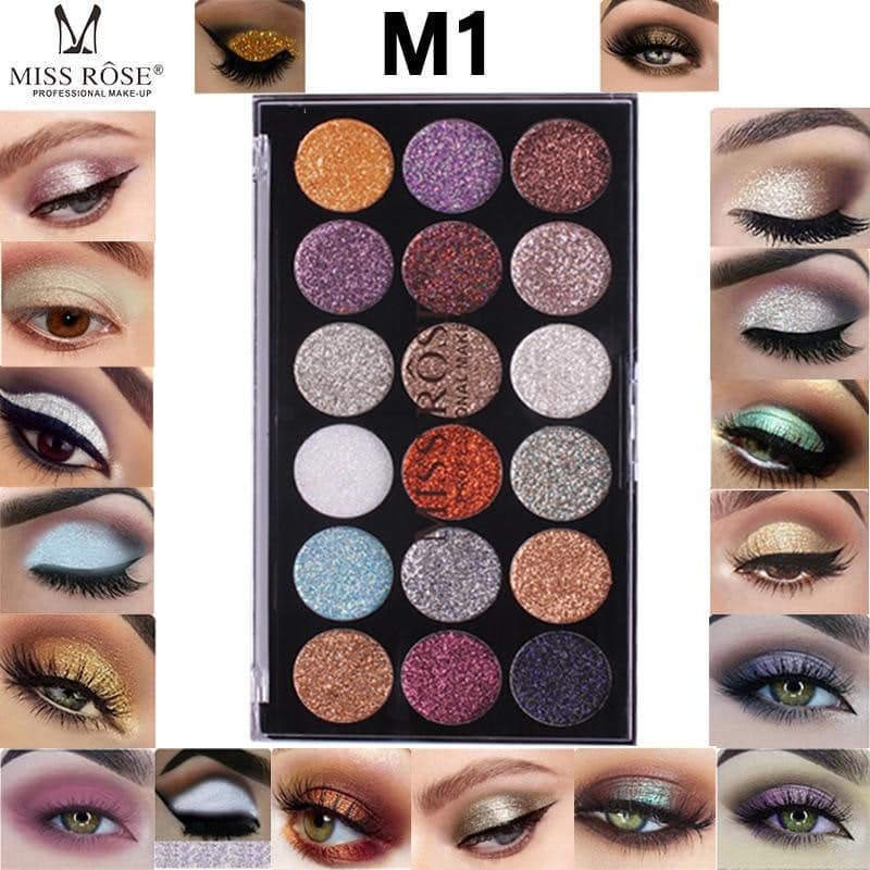 Miss Rose 18 Color Sequin Glitter Eyeshadow Palette