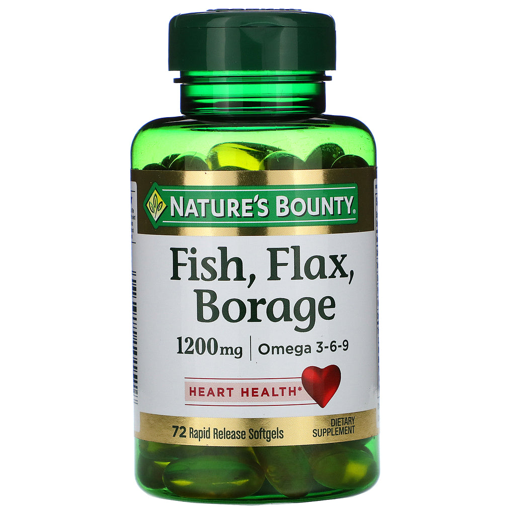 Nature's Bounty Omega 3-6-9 Fish Flax Borage 1200 MG 72 Softgels