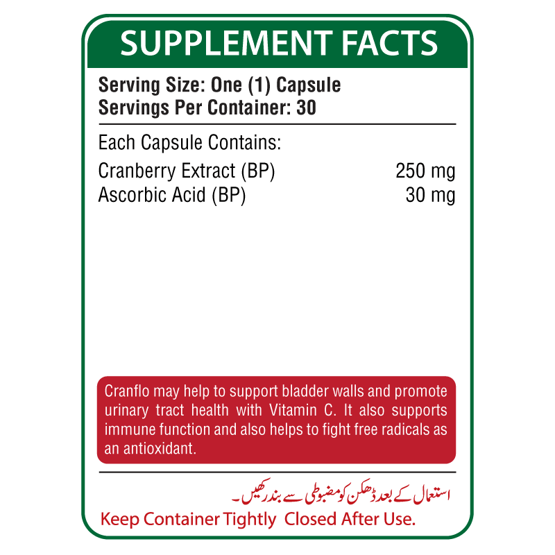 Nutrifactor Cranflo Cranberry Extract 250 MG 30 Caps