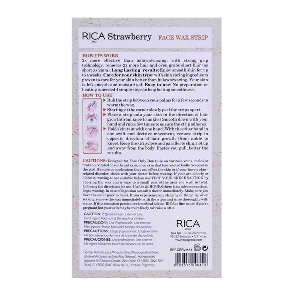 Rica Face Wax Strip For Dry Skin Strawberry 20 Strips