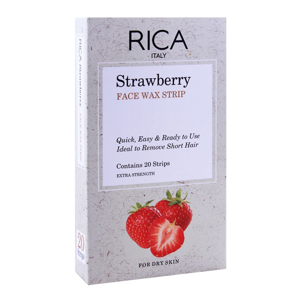 Rica Face Wax Strip For Dry Skin Strawberry 20 Strips