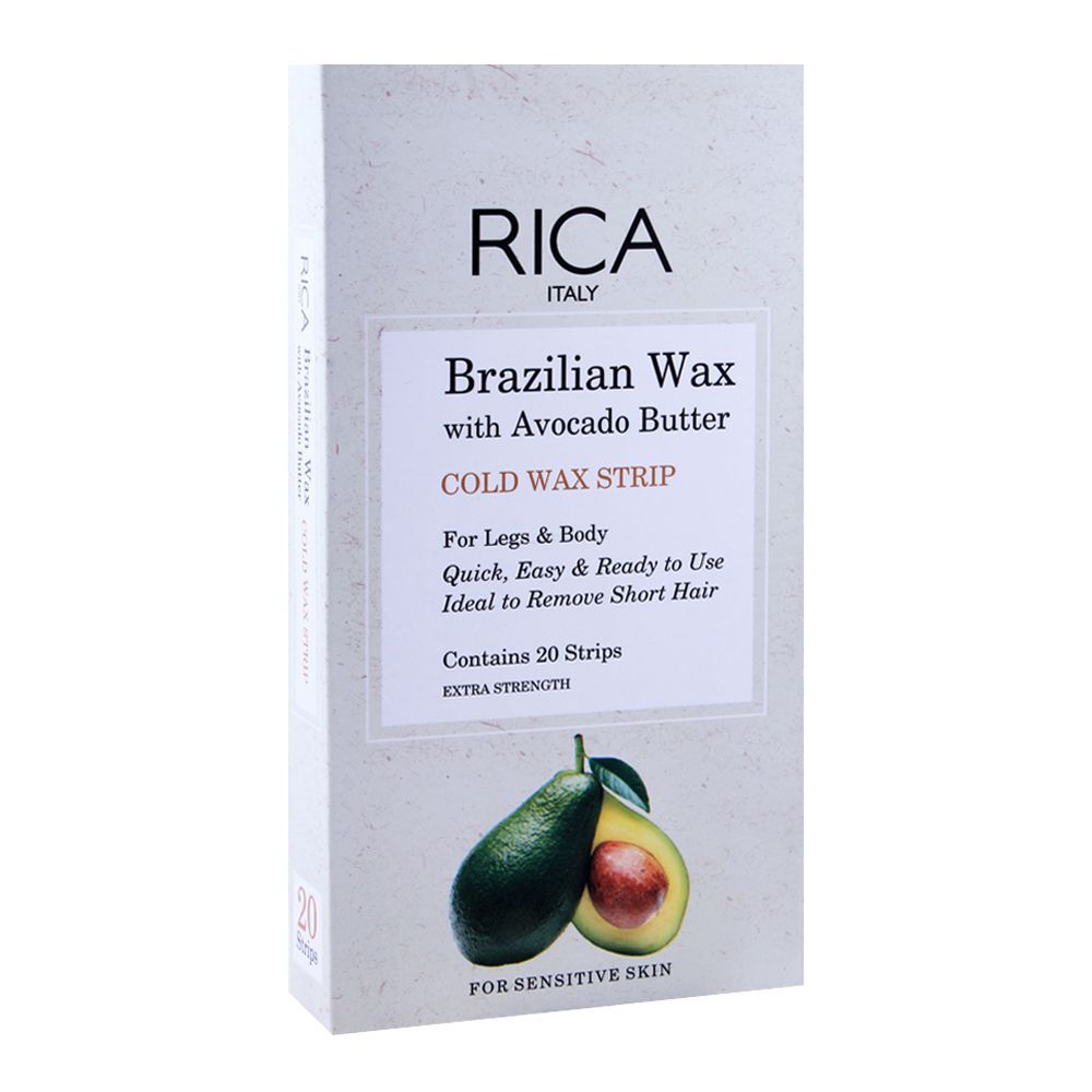 Rica Legs & Body Cold Wax Strip Brazilian Avocado Butter 20 Strips