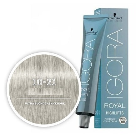 Schwarzkopf Igora Royal Highlifts Hair Colors 10-21 Ultra Blonde Blue Cendre