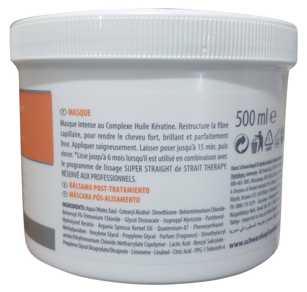 Schwarzkopf Strait Therapy Post Balm Treatment Masque 500 ML