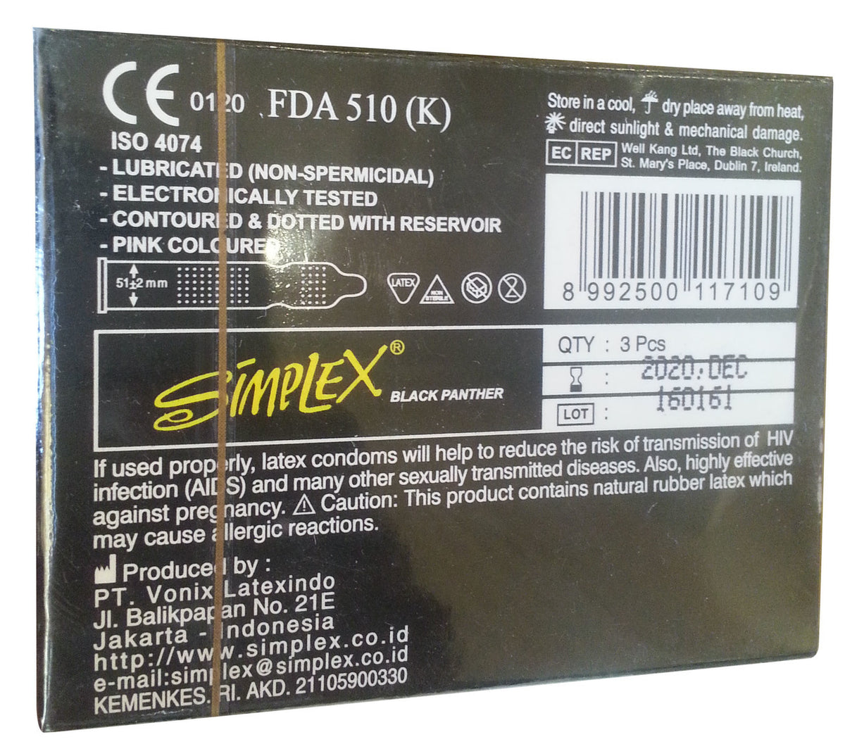 Simplex Black Panther Natural Male Latex Condom 3 Pieces
