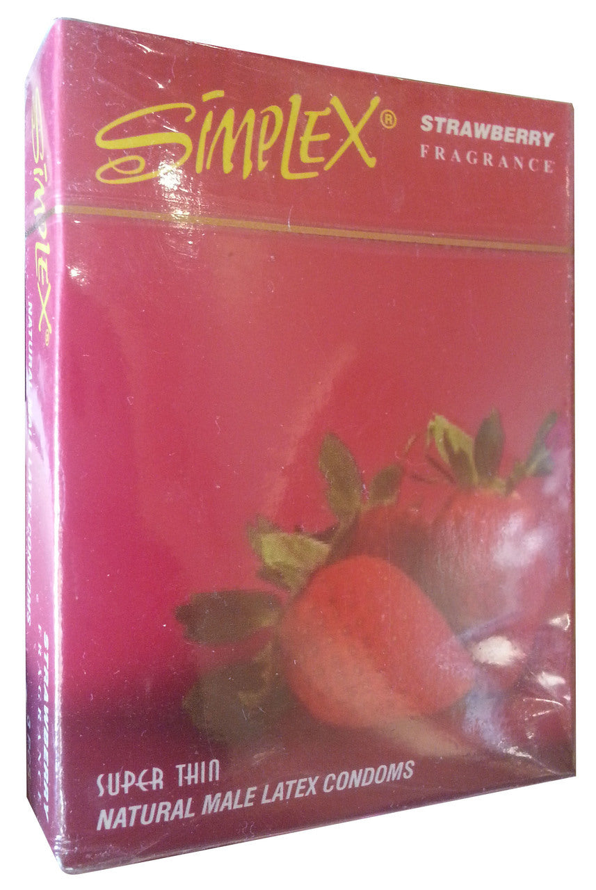 Simplex Super Thin Natural Male Latex Condom 3 Pieces (Strawberry)