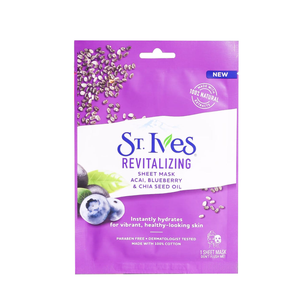 St.Ives Revitalizing Face Mask Acai, Blueberry & Chia Seed Oil 1 Sheet