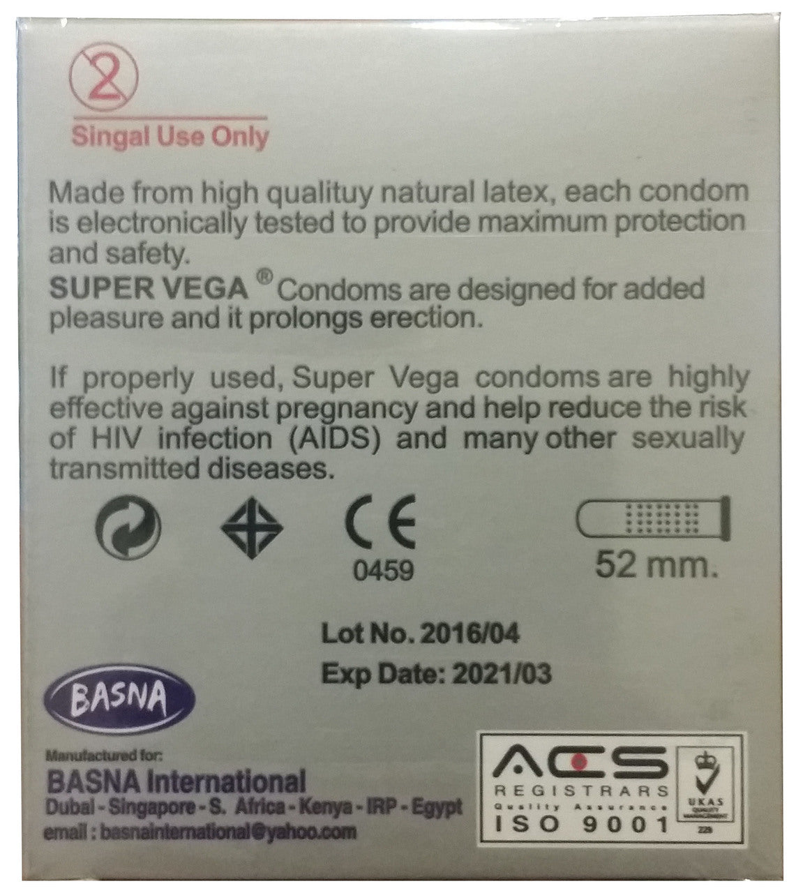 Super Vega Delay Condoms 3 Pieces