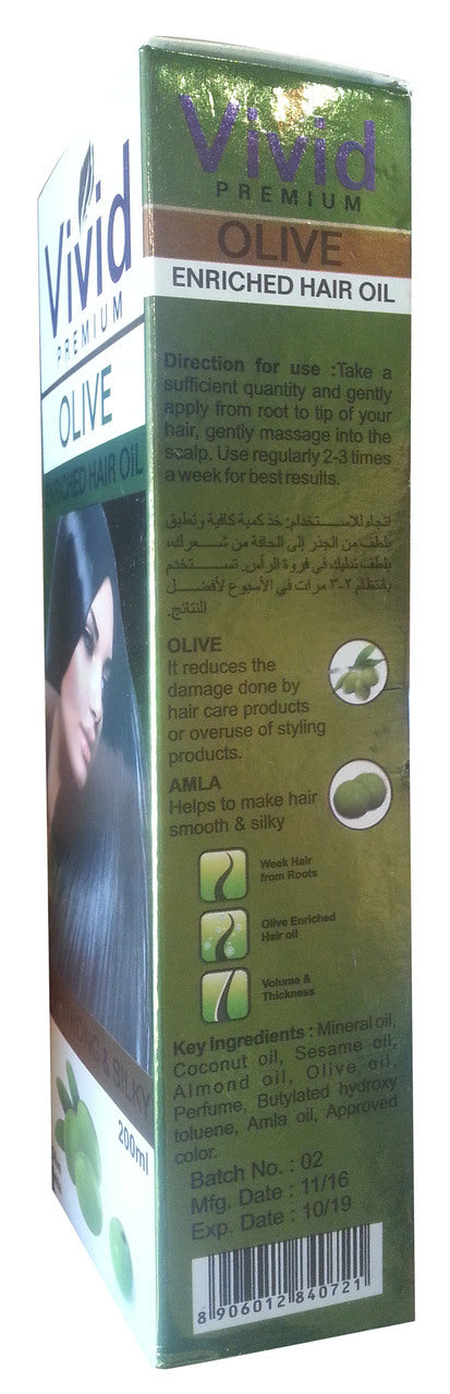 Vivid Premium Olive Enriched Hair Oil For Strong & Silky 200ML