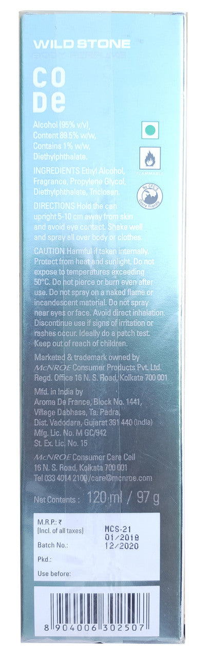 Wild Stone Body Perfume CODE Steel For Men 120 ML