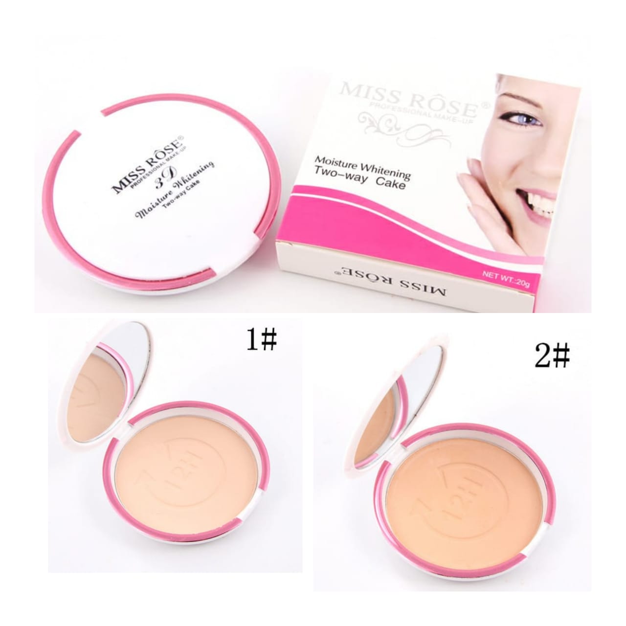 Miss Rose Compact Powder 3D Moisture Whitening Two-way Cake